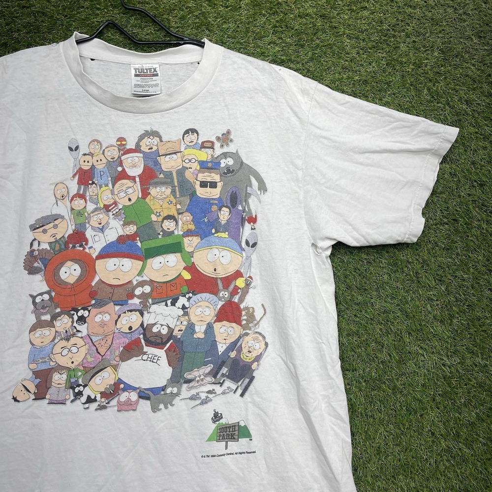 South Park Character College Shirt Mens Large 90s White Comedy Cartoon Graphic